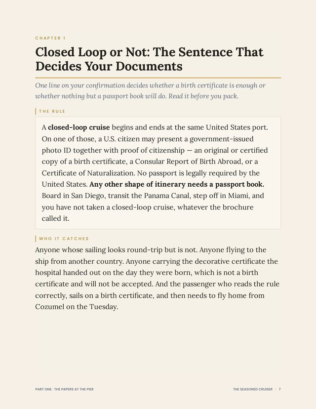 Page 7 of the Cruise Rule Book: chapter 1 as it opens.